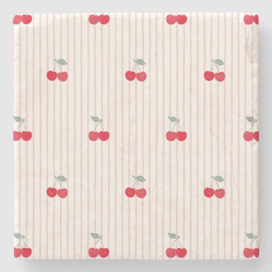 Absorbent Retro Cherries Pattern Sweetheart Glaze Stenen Onderzetter (Voorkant)