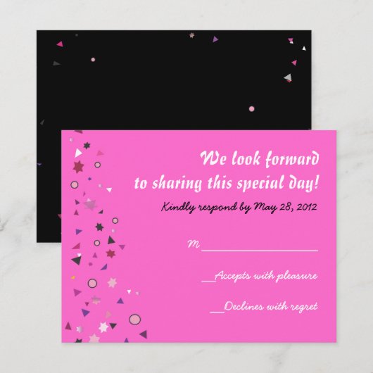 Abstact Bat Mitzvah Reply Card RSVP Kaartje (Voorkant / Achterkant)