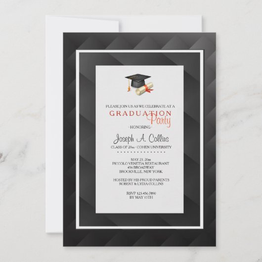 Abstact Black en Grey Invitation Kaart (Voorkant)