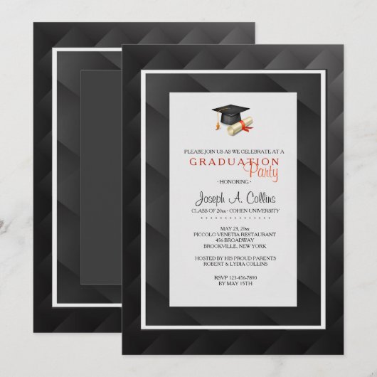 Abstact Black en Grey Invitation Kaart (Voorkant / Achterkant)