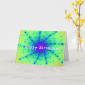 Abstact Blue en Green Birthday Kaart (Gele Bloem)