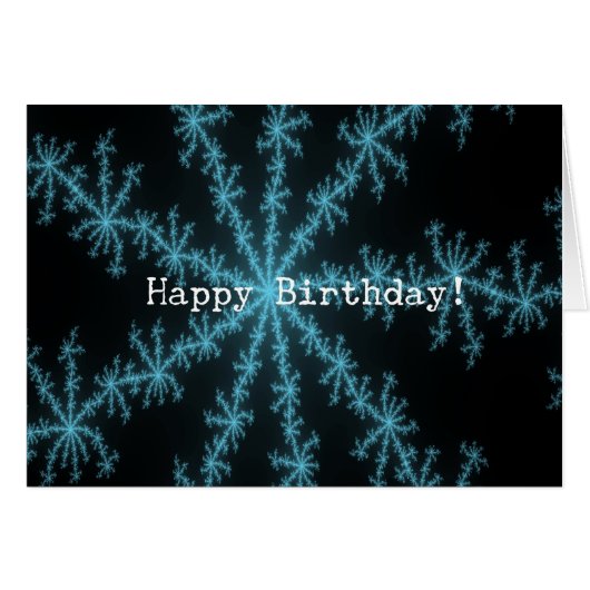 Abstact Blue Snowflake, Birthday (Voorkant Horizontaal)
