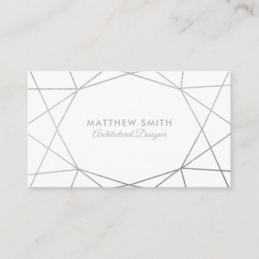 Abstact Geometric Silver Lines Moderne Business Ca Visitekaartje (Voorkant)