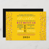 Abstact Tree of Life Bat Mitzvah Invitation Gold Kaart (Voorkant / Achterkant)
