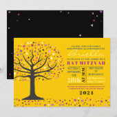 Abstact Tree of Life Bat Mitzvah Invitation Gold Kaart (Voorkant / Achterkant)