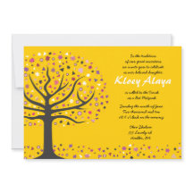 Abstact Tree of Life Bat Mitzvah Invitation Gold