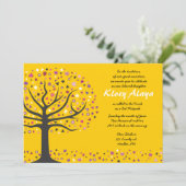 Abstact Tree of Life Bat Mitzvah Invitation Gold Kaart (Staand voorkant)