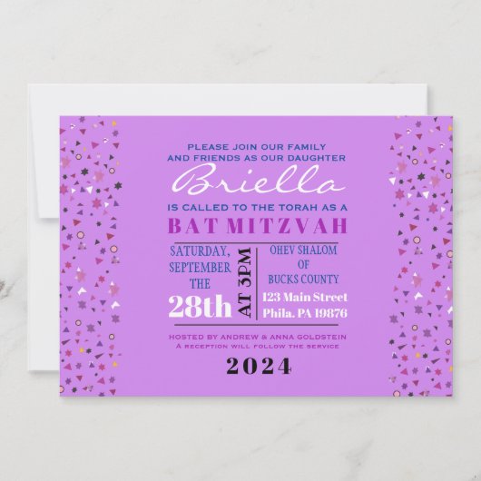 Abstact Tree of Life Bat Mitzvah Invitation Gold Kaart (Voorkant)