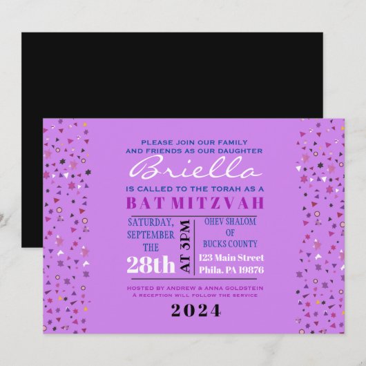 Abstact Tree of Life Bat Mitzvah Invitation Gold Kaart (Voorkant / Achterkant)