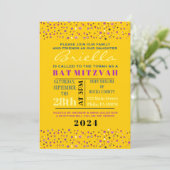 Abstact Tree of Life Bat Mitzvah Invitation Gold Kaart (Staand voorkant)