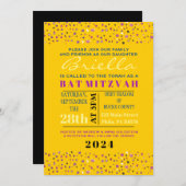 Abstact Tree of Life Bat Mitzvah Invitation Gold Kaart (Voorkant / Achterkant)