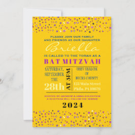 Abstact Tree of Life Bat Mitzvah Invitation Gold Kaart