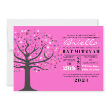 Abstact Tree of Life Bat Mitzvah Invitation