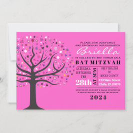 Abstact Tree of Life Bat Mitzvah Invitation Kaart