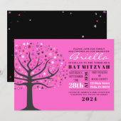 Abstact Tree of Life Bat Mitzvah Invitation Kaart (Voorkant / Achterkant)