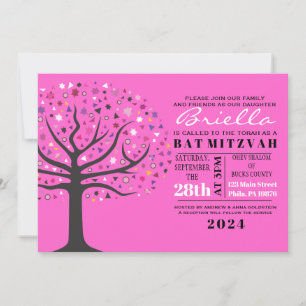Abstact Tree of Life Bat Mitzvah Invitation Kaart