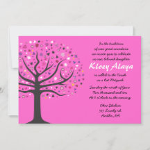 Abstact Tree of Life Bat Mitzvah Invitation