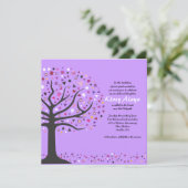 Abstact Tree of Life Bat Mitzvah Invitation Paars Kaart (Staand voorkant)