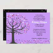 Abstact Tree of Life Bat Mitzvah Invitation Paars Kaart (Voorkant / Achterkant)
