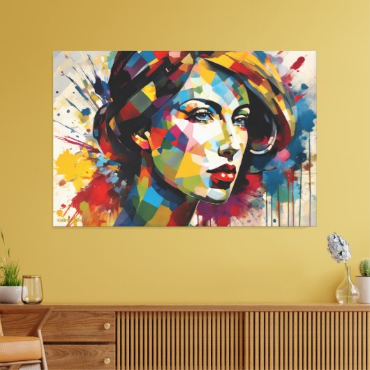 ABSTR_24_001, Abstracte gezichten Art Canvas Afdruk (Insitu (Woonkamer))