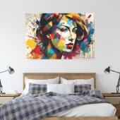 ABSTR_24_001, Abstracte gezichten Art Canvas Afdruk (Insitu (Slaapkamer))