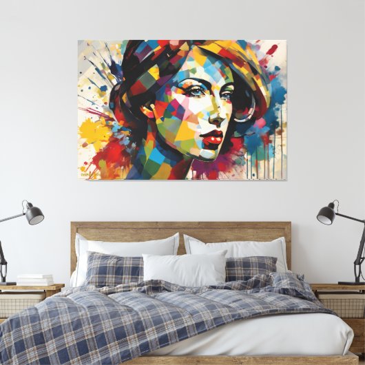 ABSTR_24_001, Abstracte gezichten Art Canvas Afdruk (Insitu (Slaapkamer))