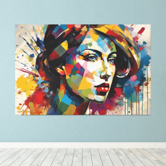 ABSTR_24_001, Abstracte gezichten Art Canvas Afdruk (Insitu (Houten vloer))