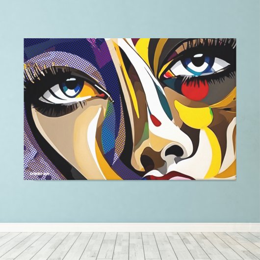 ABSTR_24-011, Abstracte gezichtskunst Canvas Afdruk (Insitu (Houten vloer))