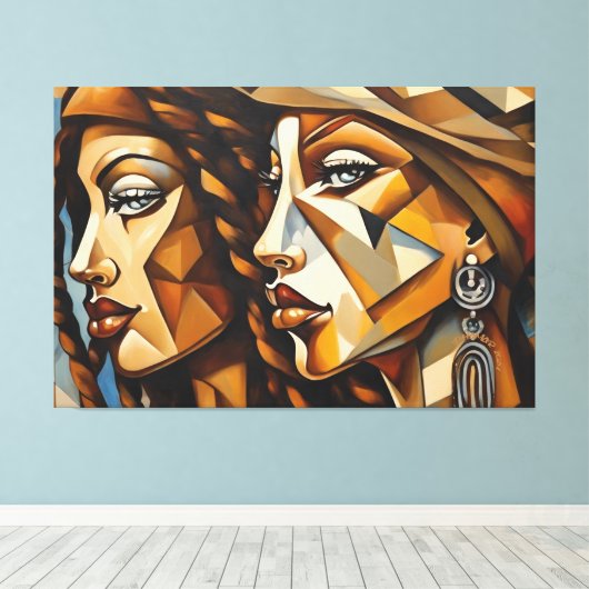 ABSTR_24-015, Kubisme Canvas Afdruk (Insitu (Houten vloer))