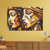 ABSTR_24-015, Kubisme Canvas Afdruk (Insitu (Woonkamer))