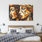 ABSTR_24-015, Kubisme Canvas Afdruk (Insitu (Slaapkamer))