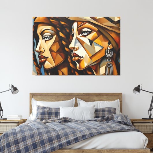 ABSTR_24-015, Kubisme Canvas Afdruk (Insitu (Slaapkamer))