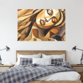 ABSTR_24-018, Kubisme Canvas Afdruk (Insitu (Slaapkamer))