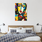 ABSTR_24-024, Kubisme Canvas Afdruk (Insitu (Slaapkamer))