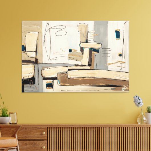 Abstração Urbana em Tons Neutros Canvas Afdruk (Insitu (Woonkamer))