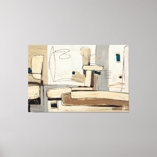 Abstração Urbana em Tons Neutros Canvas Afdruk (Voorkant)