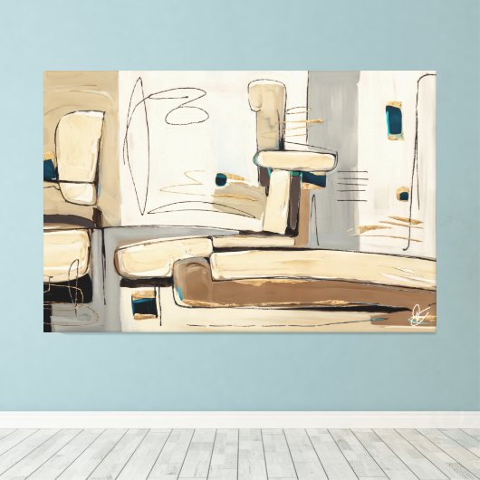 Abstração Urbana em Tons Neutros Canvas Afdruk (Insitu (Houten vloer))