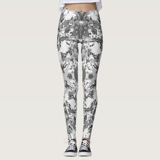 Abstrack Black en White Exclusive Mode Pattern Leggings (Voorkant)
