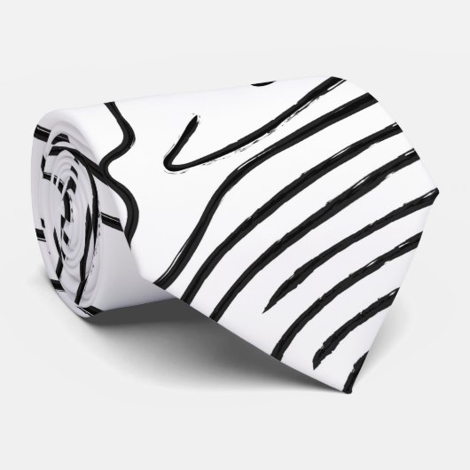Abstrack Black en White Line Exclusive Pattern Stropdas (Opgerold)