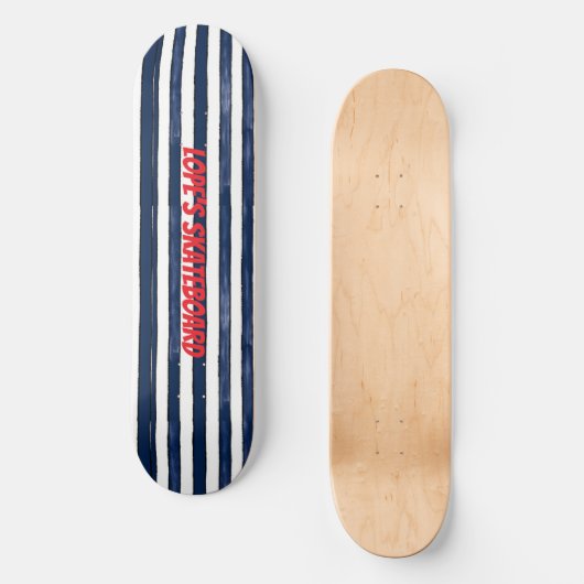 Abstrack navy Stripes Naadloos Persoonlijk Skateboard (Voorkant)