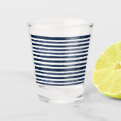 Abstrack navy Stripes Naadloos Shot Glas (Voorkant)