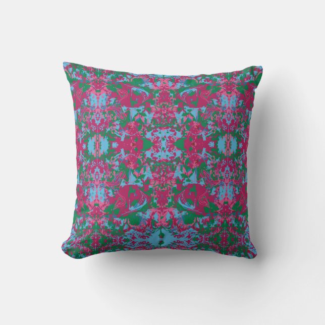 Abstrack Pink Green Exclusive Pattern Kussen (Voorkant)