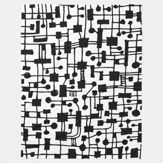 Abstract 020517 - Zwart op wit Fleece Deken (Voorkant)