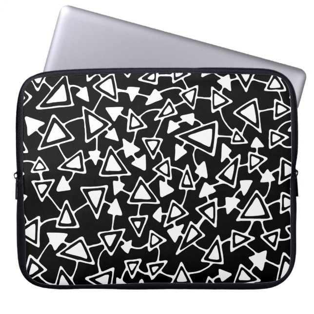 Abstract 021112 - White on Black Laptop Sleeve (Voorkant)