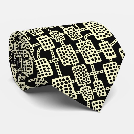 Abstract 041113 - Bleek geel op zwart Stropdas (Opgerold)