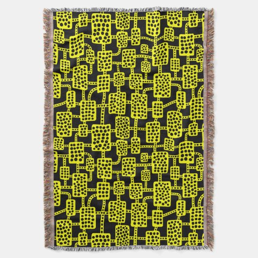 Abstract 041113 - Geel op zwart Deken (Voorkant Verticaal)