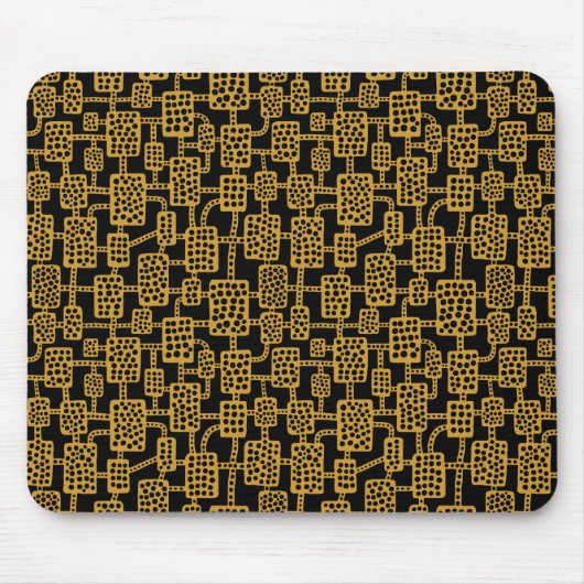 Abstract 041113 - Gold Brown op zwart Muismat (Voorkant)