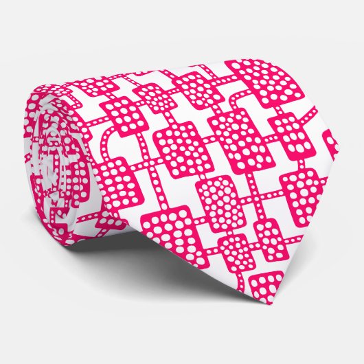 Abstract 041113 - Neon red on White Stropdas (Opgerold)