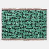 Abstract 041113 - Turquoise op zwart Deken (Voorkant)