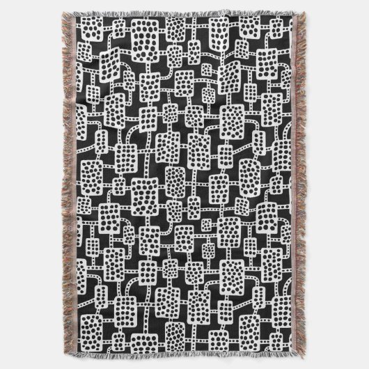 Abstract 041113 - White on Black Deken (Voorkant Verticaal)